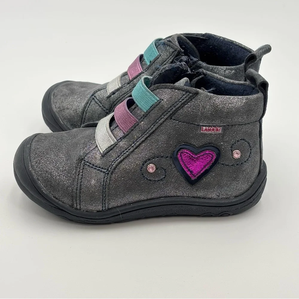 Lasocki Toddler Girls Glitter Ankle Boots w/ Heart Patch‎ Size 8